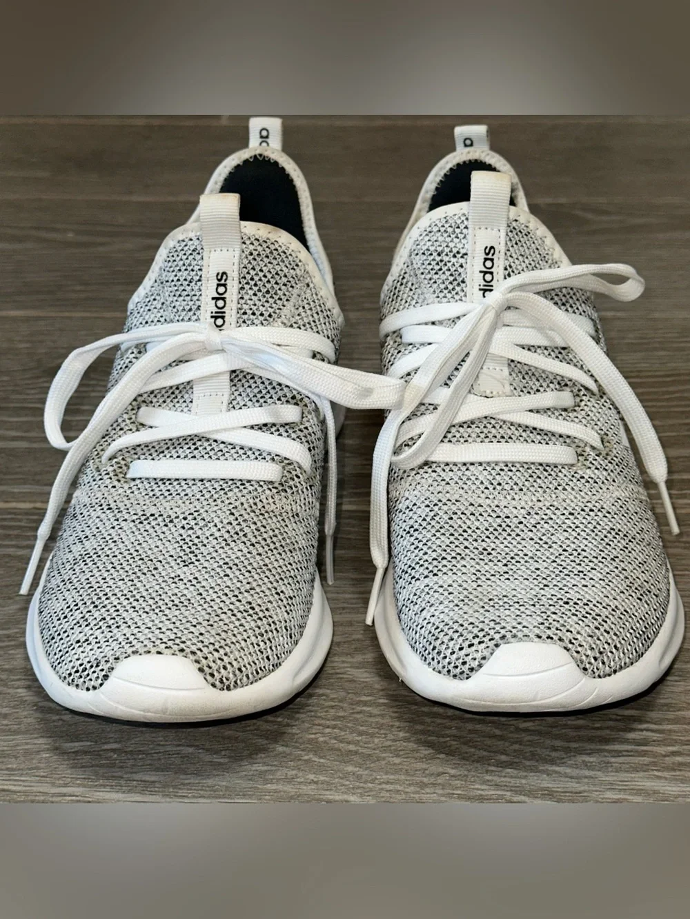 adidas Cloudfoam Pure Women’s 9.5 Shoes White Black Running Casual Sneakers